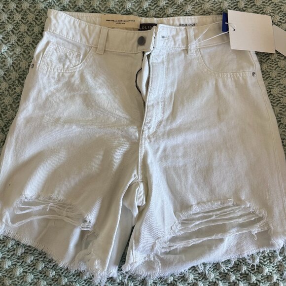 Emilie Ripped High Waist Fray Hem Denim Shorts - Picture 1 of 3